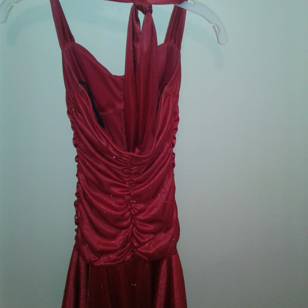Ruby Rox Sparkle Red Ruched Prom Dress Medium - Picture 4 of 5